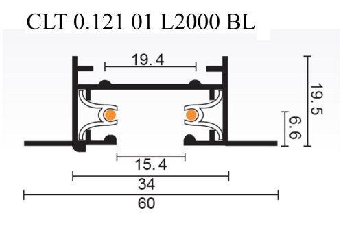 Шинопровод встраиваемый однофазный 2 метра CLT 0.121 01 L2000 BL Crystal Lux чёрный в стиле современный для светильников серии Clt 0.121 шинопровод встраиваемый однофазный фото 2